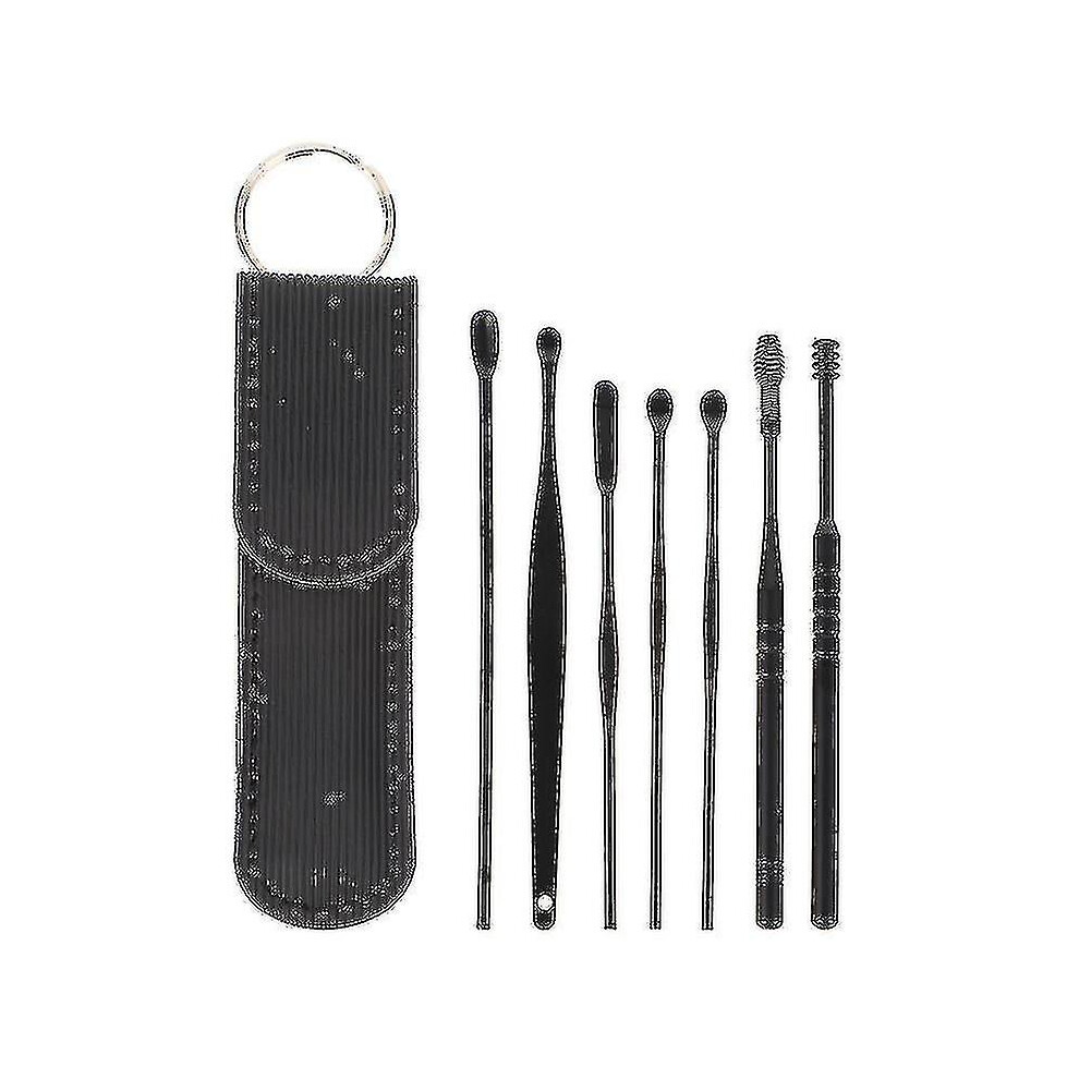 Black 1 Set Earwax Removal Tools Ear Picking Spoon Tools Ear Cleaning Tools (Black)