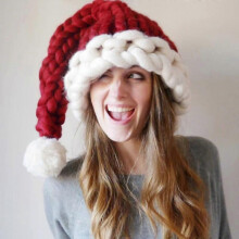 Christmas Hats Women Children Winter Soft Woolen Knitted with Ball Santa Claus Caps Family Kids Adult New Year Gift Hat