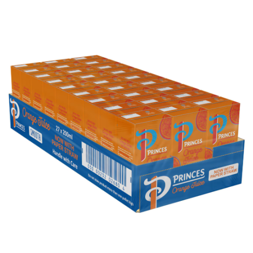 Princes orange juice 27 x 200