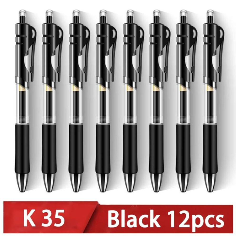 (black) Retractable Gel Pen,black, Red,blue Ink Ballpoint For Writing,office And School Supplies,stationery,0.5mm Retractable,12 Pcs Box