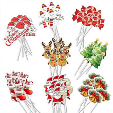 48pcs Christmas Cake Toppers Christma Tree Snowman Xmas Stocking Elk Cupcake Decor Merry Christmas Decor 2023 Happy New Year