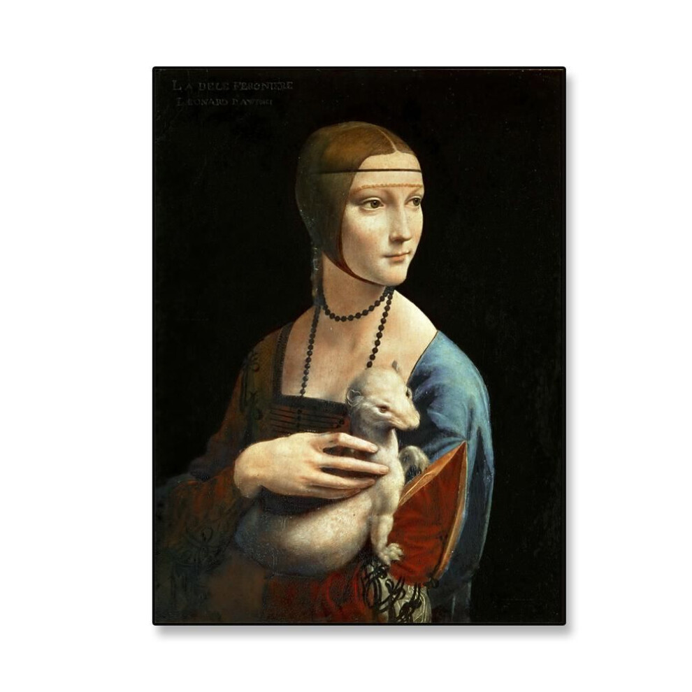 (as the picture, 70x120 No Frame) Vintage Oil Painting Poster Lady With An Ermine Prints Leonardo Da Vinci Canvas Painting Gallery Home Room Decoration
