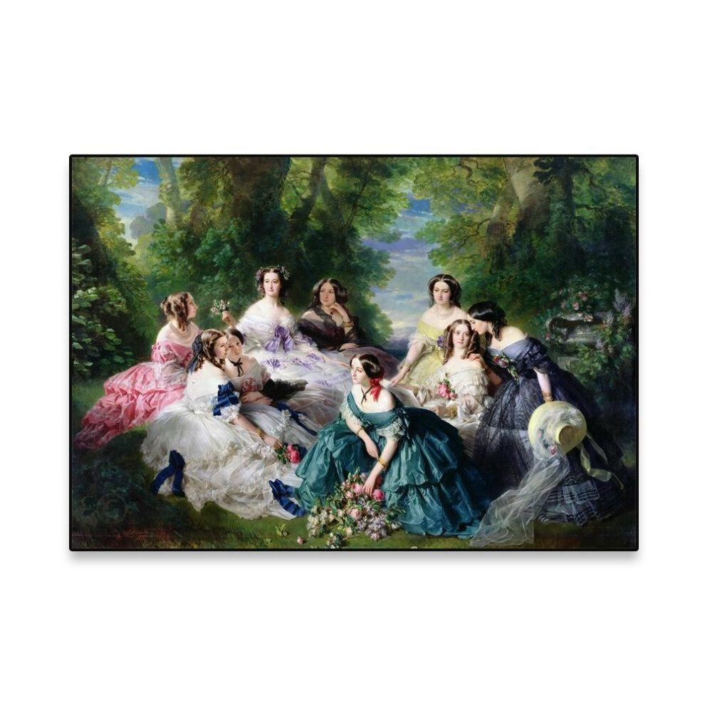 (as the picture, 40x60cm no frame) Vintage Oil Painting Poster Empress Eugenie Surrounded By Her Ladies In Waiting Prints Franz Xavier Winterhalter Canvas Painting