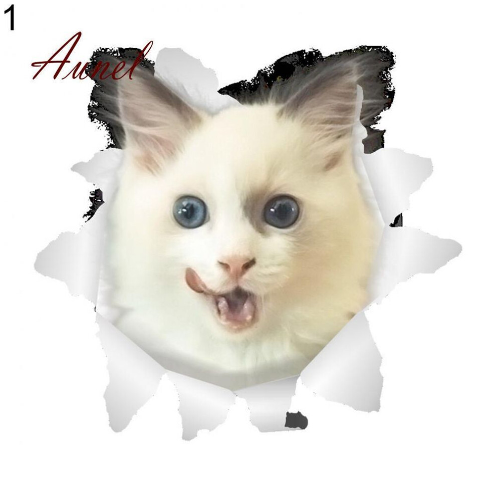 (1#) Home Office 3D Cute Cat Wall Art Sticker Bathroom Toilet Lid Cover Decal Decor