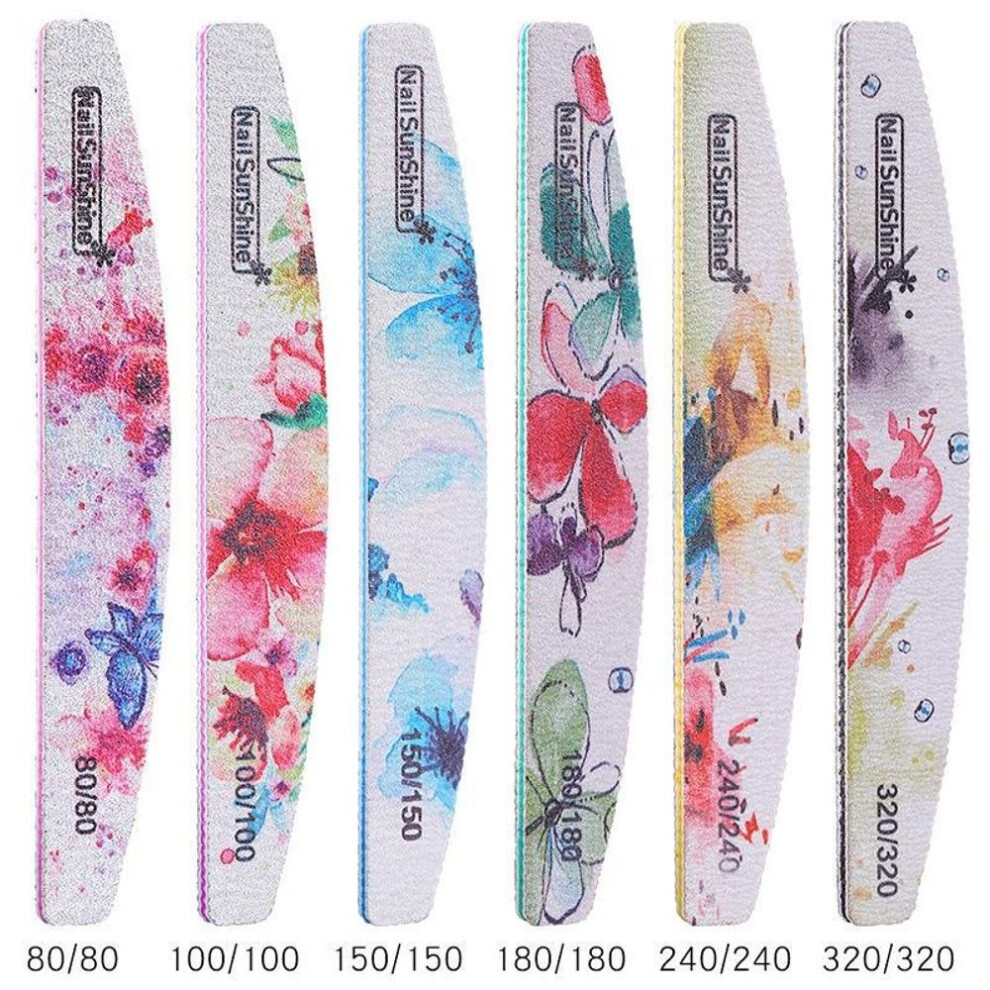 6pcs Flower Nail Files Sanding Buffer Pedicure Beauty Manicure Nail Care Tool