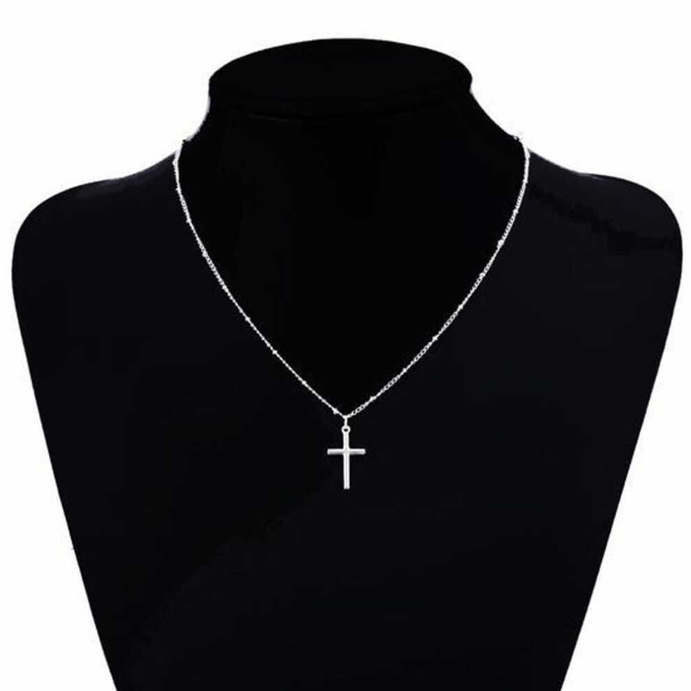 (silver) Cross Necklace pendant Summer Gold Chain Small Gold Cross Religious Women&apos;s necklace Jewelry