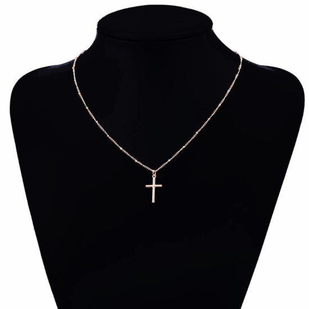 (gold) Cross Necklace Pendant Summer Gold Chain Small Gold Cross Religious Women&apos;s Necklace Jewelry