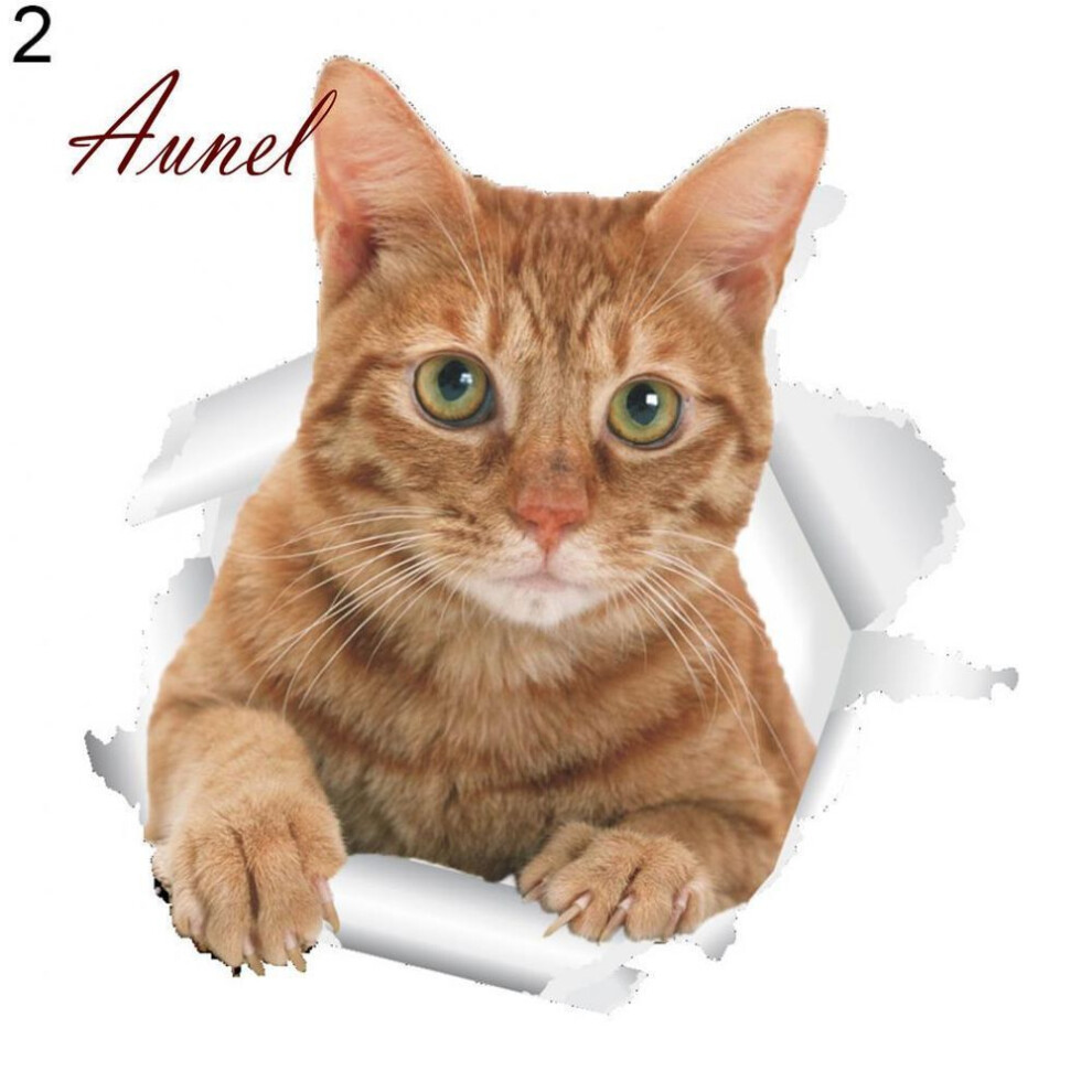 (2#) Home Office 3D Cute Cat Wall Art Sticker Bathroom Toilet Lid Cover Decal Decor