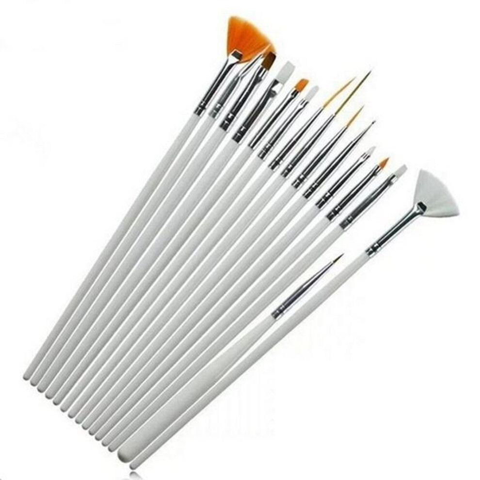 (white) Professional Painting Set 15pcs Acrylic Oil Watercolors Artist Paint Brushes