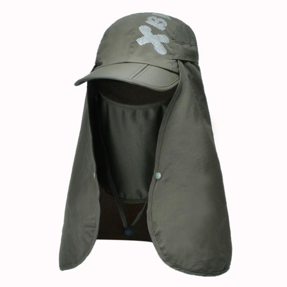 (army green) Men and women increase the shawl sun hat outdoor sun protection quick-drying hat mountaineering hat summer folding baseball cap