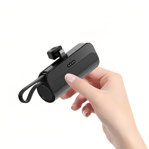Pocket capsule charging bank Mini compact portable two in one black 1