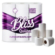 18 Rolls Of 3-Ply Bliss Quilted Super Absorbent Soft Toilet Tissue