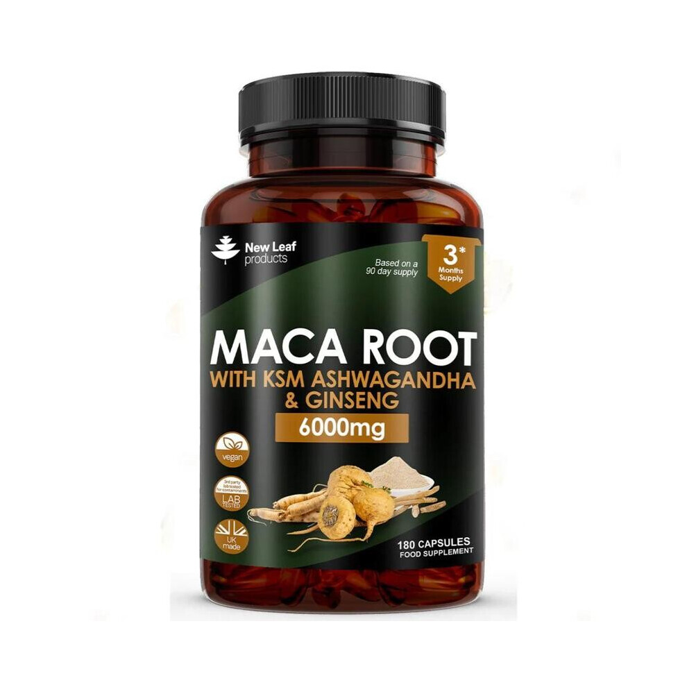 Black Maca Root 6000Mg With Ashwagandha | 180 Tablets | Peruvian Supplement