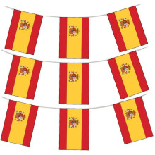SHATCHI Crest Spain Spanish National Fabric Bunting 3M 10 Flags Rugby Football Fans Decorations Europe Country Support, Multi