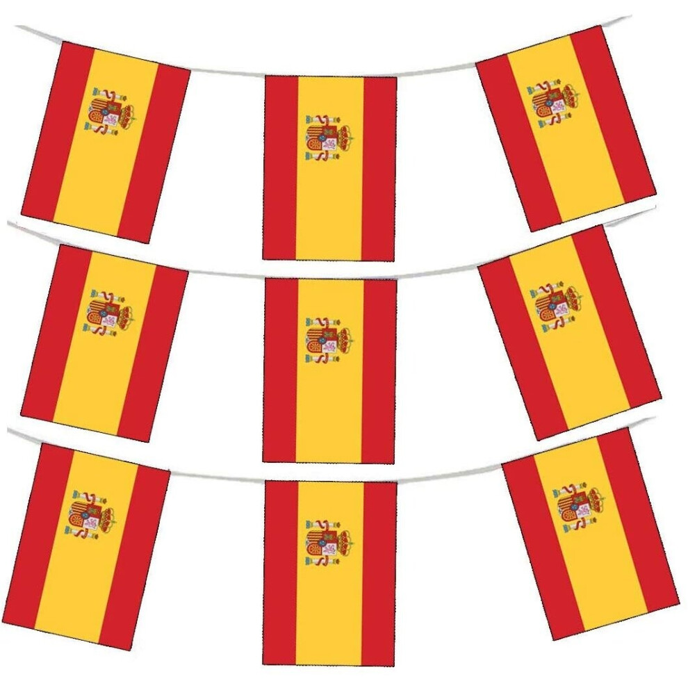 Shatchi Crest Spain Spanish National Fabric Bunting 3M 10 Flags Rugby Football Fans Decorations Europe Country Support, Multi