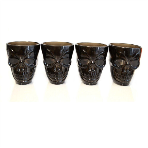 4Pcs  Halloween Clear Skull Shot Glasses - 55ml Tableware Spooky Décor