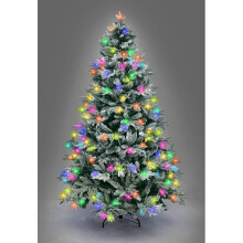 4Ft/1.2M Pre Lit Lapland Fir Artificial Green Christmas Tree Snow Flocked Mixed Tips Hinged Bushy,140 Multicolour LEDs