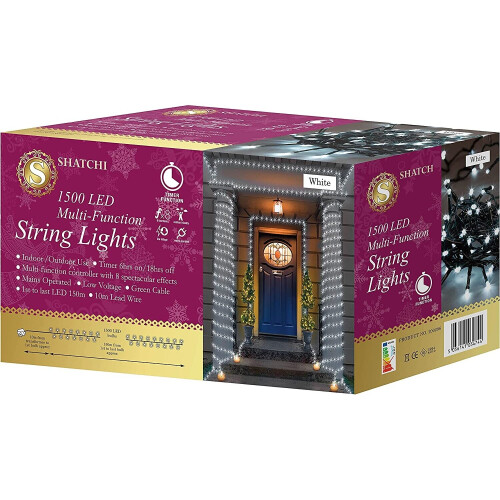 1500 Cool White LEDs Multifunction Timer Outdoor String Fairy Lights 150M