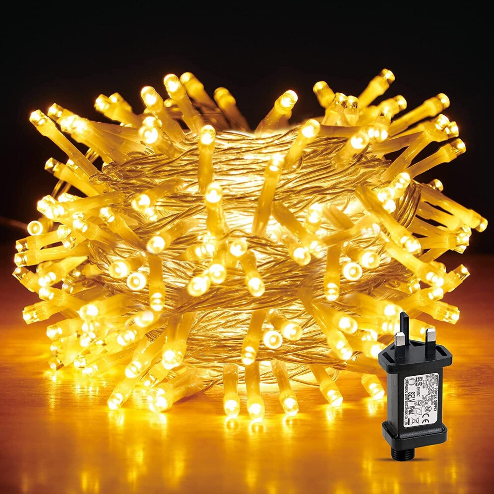 300 Warm White LEDs Multifunction Timer Clear Cable Outdoor String Fairy Lights 30M