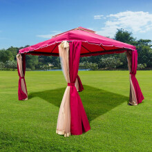 Pop up Red Gazebo Patio Tent 3x4x2.75m Heavy Duty Aluminium Poles With 4 Side Walls Top Roof Portable Waterproof Canopy Shelter Sunshade