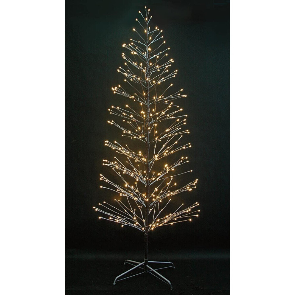4ft/120cm Pre Lit LED Lights Brown Snowy Twig Tree Indoor 128 Warm White Lights Birch Tree