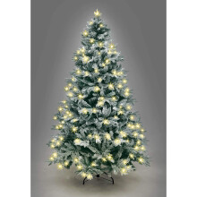 4Ft/1.2M Pre Lit Lapland Fir Artificial Green Christmas Tree Snow Flocked Mixed Tips Hinged Bushy,140 Warm White LEDs