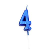 SHATCHI Blue 4 Number Candle Boys Birthday Wedding Anniversary New Year Party Cake Decorations Topper