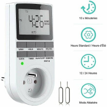 Digital Programmable Socket, Weekly Digital Timer with Lcd Display, 12h/24h/7days Power Outlet Timer, Energy Saving for Home Appliances And Lighting (