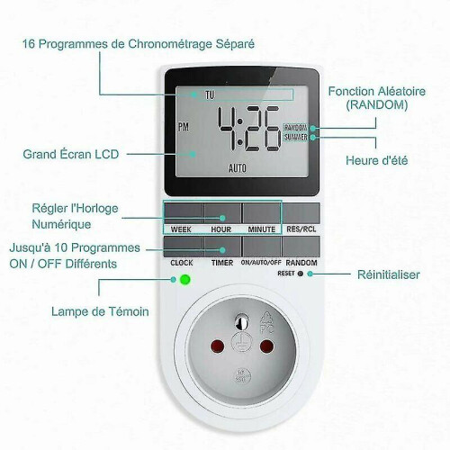 Digital Programmable Socket, Weekly Digital Timer with Lcd Display, 12h/24h/7days Power Outlet Timer, Energy Saving for Home Appliances And Lighting ( 2