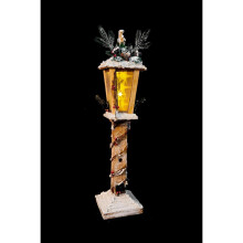 Christmas Lamppost LED Wooden 85cm Rotating Star Snow Covered Xmas Indoor Decor