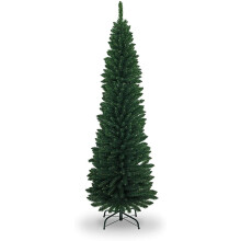 7Ft/2.1M Artificial Green Frosted Slim Christmas Pencil with 625 Pointed Tips