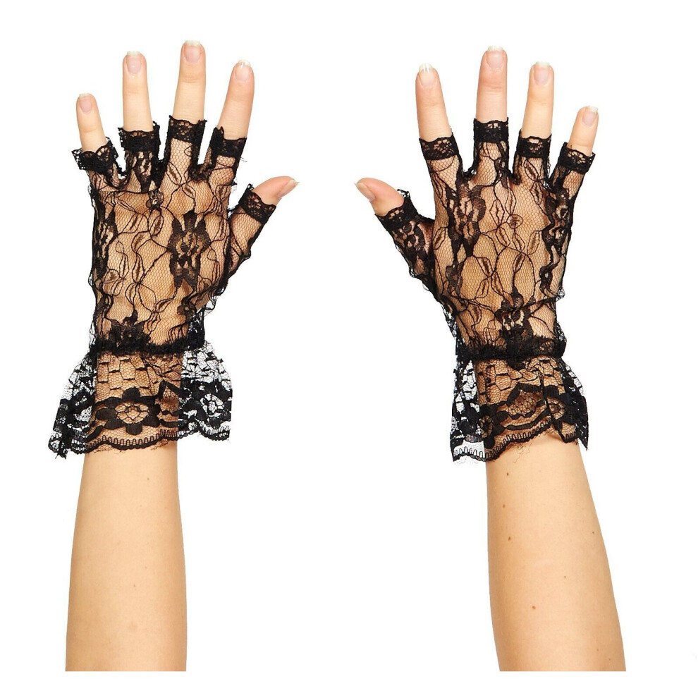 Women Fingerless Gloves Black Lace Halloween Durable Universal Fit