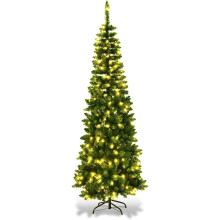 4Ft/1.2M Pre Lit künstliche grüne schlanke Weihnachten Bleistift Baum, 172 spitzen Spitzen, 100 warm weiße LEDs