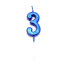 SHATCHI Blue 3 Number Candle Boys Birthday Wedding Anniversary New Year Party Cake Decorations Topper