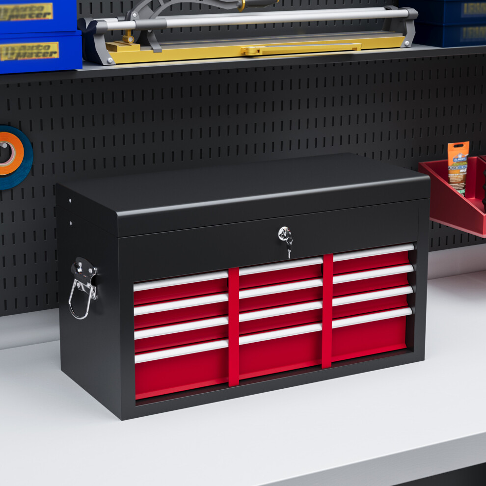 Homcom Lockable Metal Tool Chest W/ 6 Drawer, Ball Bearing Runners, Red