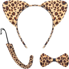 Embrace Adventure with Leopard Headband Tail Bowtie 3pcs Set
