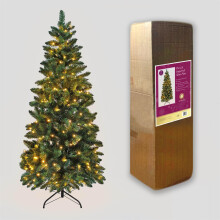 4FT/1.2M Pre Lit Slim Pine Green Tree Christmas,180 Pencil Point Tips,110 Cool White LEDs