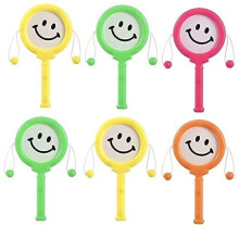 SHATCHI Packung Mini Smiley Hand Trommel Geburtstag Party Spielzeug Beute Tasche Pinata Strumpf Füller, sortiert, Packung mit 12