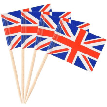 SHATCHI 50Pcs Union Jack Zahnstocher Cocktail Platin Jubiläum Cupcake Toppers UK Flaggen