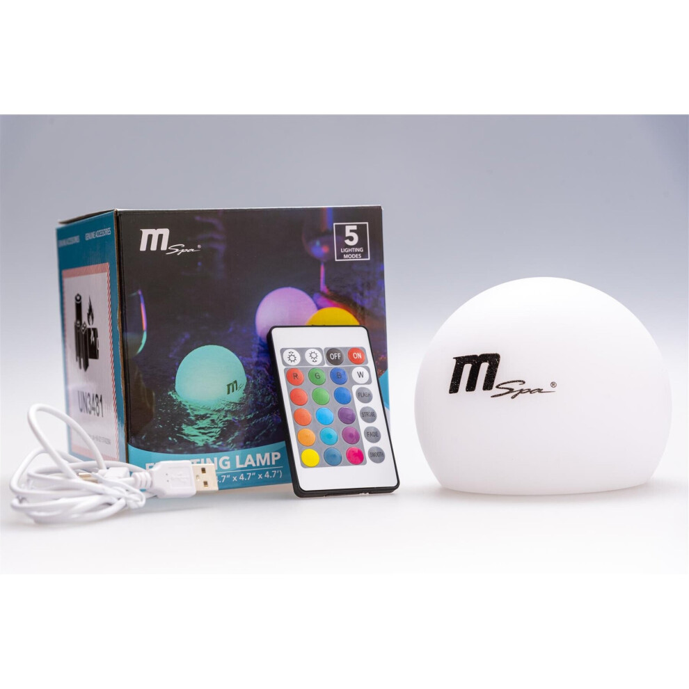 Mspa 12cm Floating Lamp Ball B/O Waterproof 5 Lighting Modes Remote Hot Tub Pond Pool Light