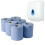 6 Rolls Blue Embossed 2ply Centrefeed Rolls & Dispenser 1