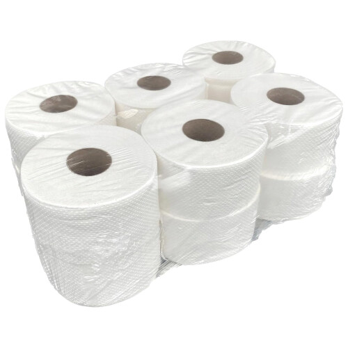 6 x White Highly Absorbent Embossed Multipurpose Centrefeed Rolls