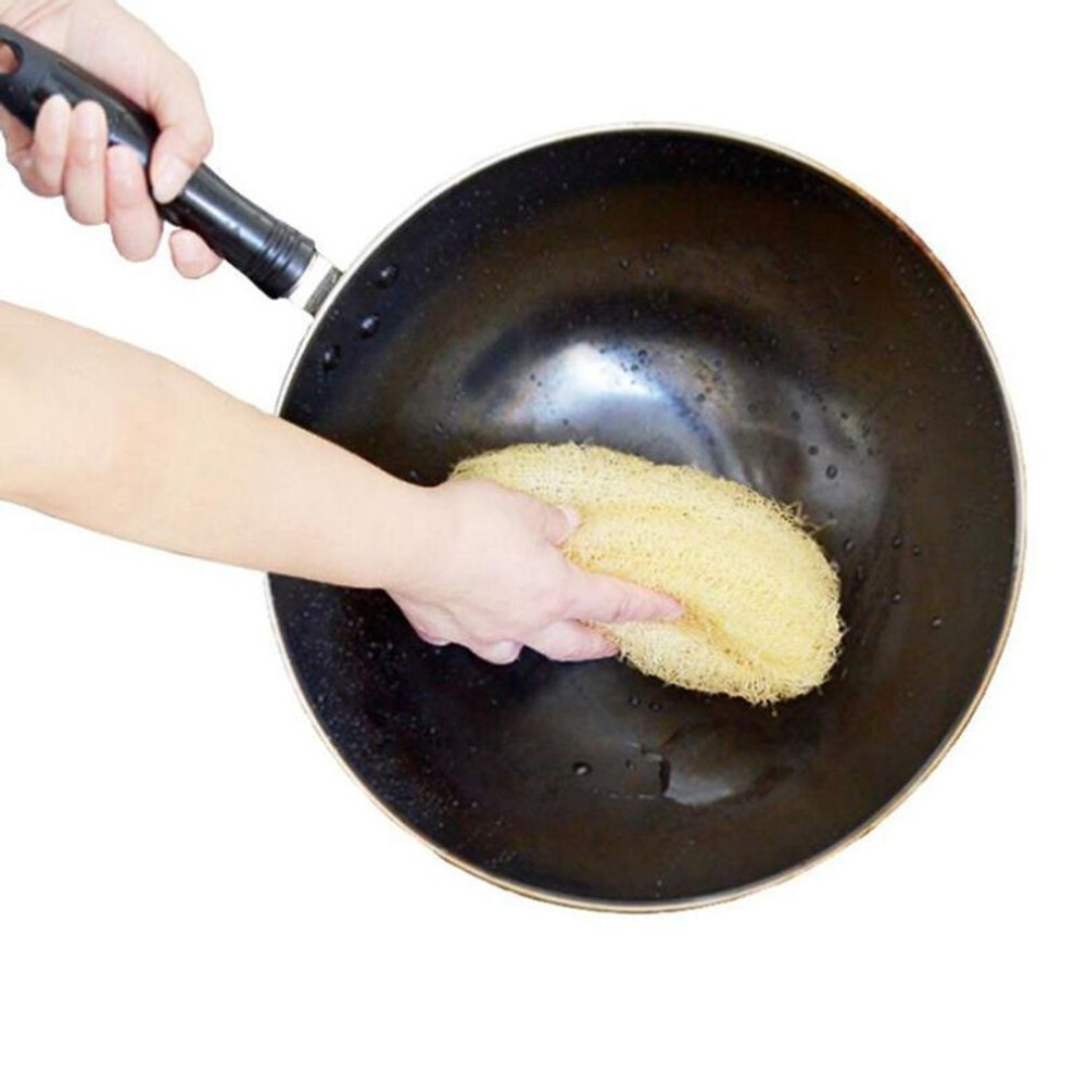 1pc Natural Loofah Luffa Kitchen Cleaning Brush Pot Bowl Sponge Scrubber 20-25cm