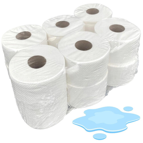 48 x White Highly Absorbent Embossed Multipurpose Centrefeed Rolls 2