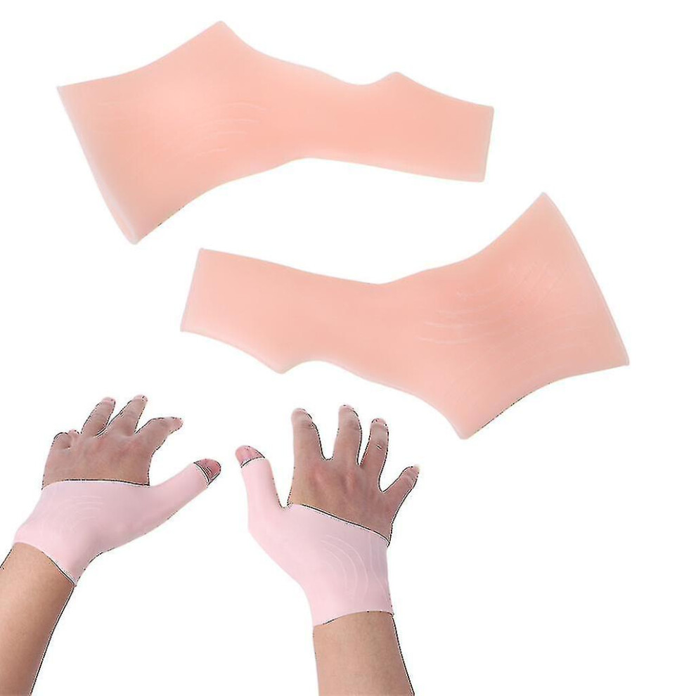 2 Pack Silicone Wrist Bracers Fingerless Compression Gloves Thumb Stabilizers for Arthritis Tendonitis Relief-l