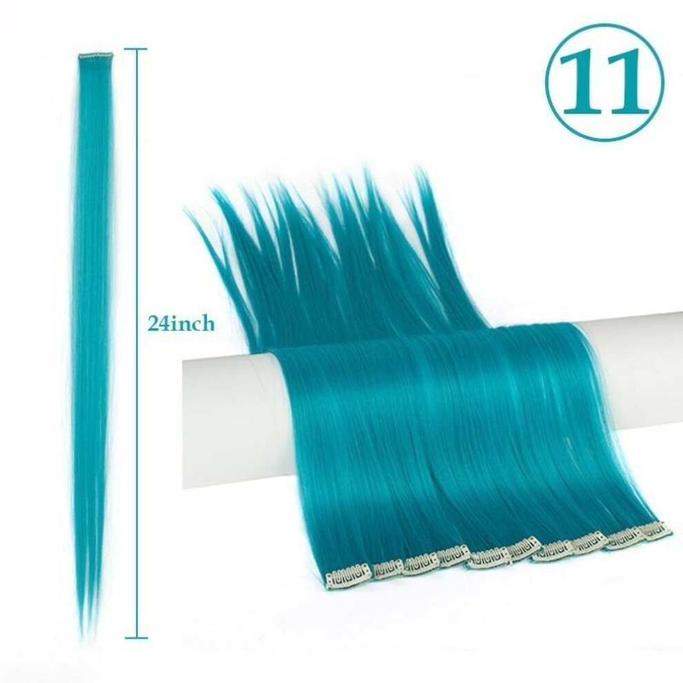 (11) Multi Colors Hairpiece Straight Hair Extensions Hair Pieces Clip In Hair Extensions  55cm