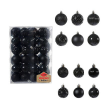 (Black) 48pcs Christmas Ball Ornaments Hanging Tree Pendants Baubles Home Party Decor