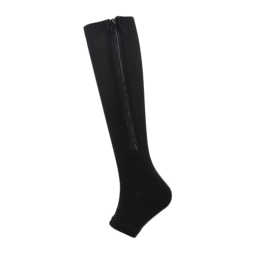 Black (Xxl, ) Medical Compression Socks Zipper Professional Leg Support Thickened Women's Socks
