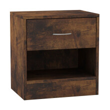 (Rustic Brown) Compact Bedside Table with 1 Drawer