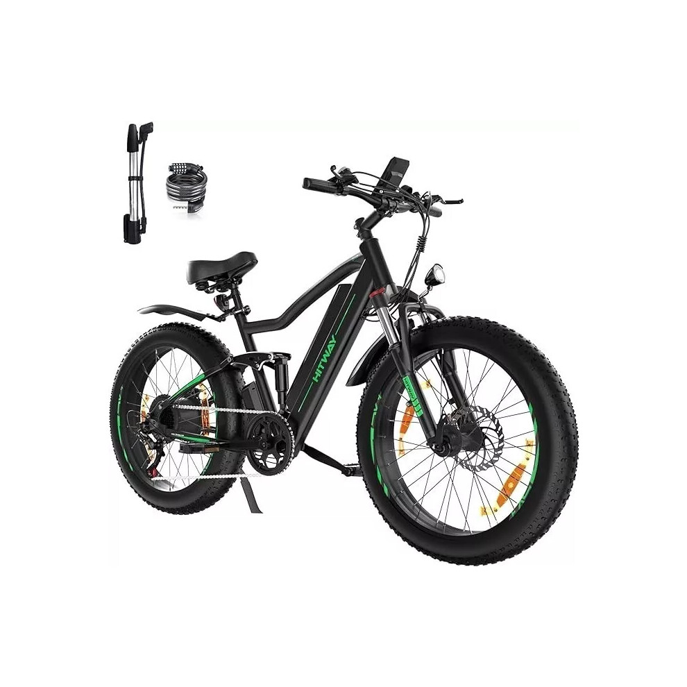 HITWAY BK9s Fat Tire Electric Mountain Bike 500W E-Bike